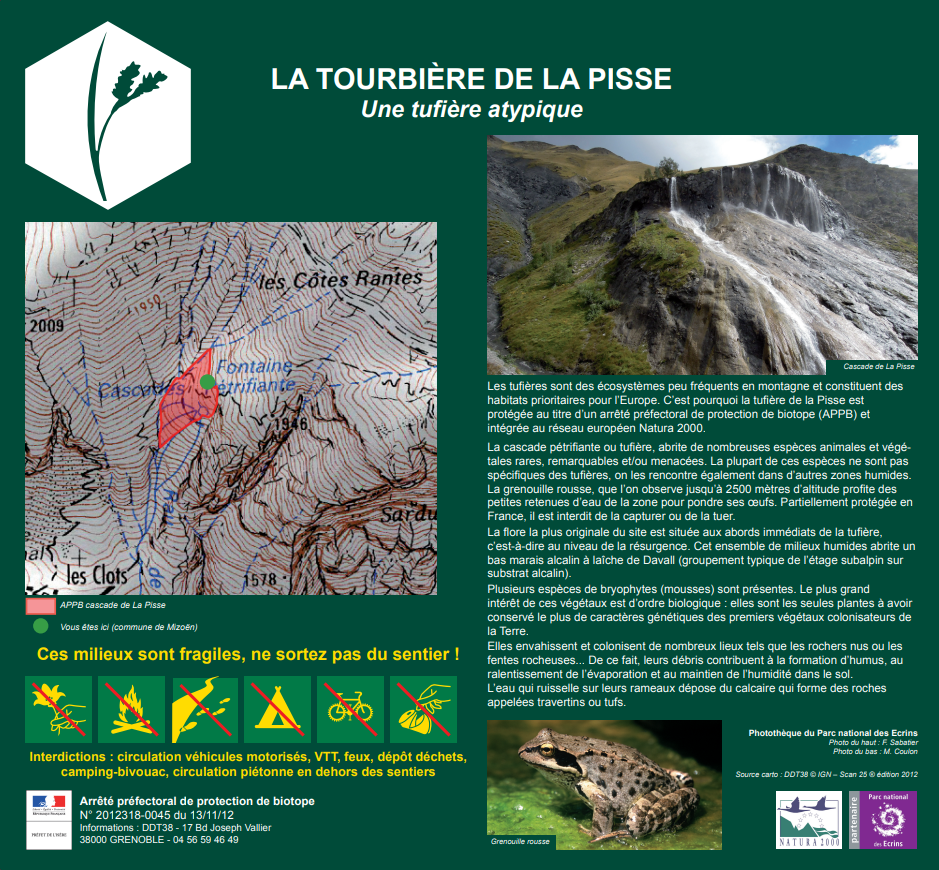 Panneau d'information APPB - tourbière de la Pisse